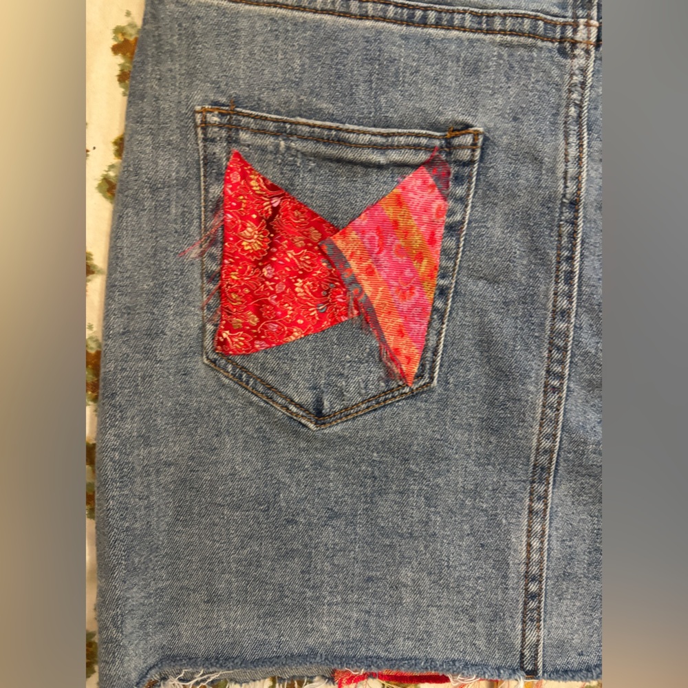 Upcycled Denim Mini Skirt and Scrunchie Size M - Picture 7 of 10